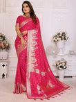 Astonishing Pink Zari Weaving Kochi Silk Traditional Saree With Blouse