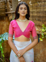 Captivating Off-White Floral Weaving Cotton Casual Wear Saree