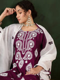Attractive Magenta Color Rayon Function Wear Pant Suit With Dupatta