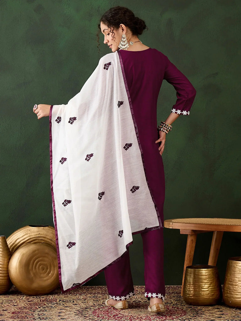 Attractive Magenta Color Rayon Function Wear Pant Suit With Dupatta