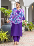 Endless Purple Embroidered Rayon Function Wear Pant Suit With Dupatta