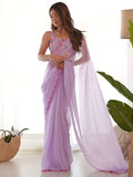 Charming Lavender Georgette Function Wear Saree With Blouse