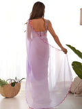 Charming Lavender Georgette Function Wear Saree With Blouse