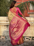 Awesome Mustard Zari Weaving Tissue Silk Haldi Wear Saree With Blouse
