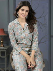 Adorable Grey Digital Printed Rayon Top Palazzo Co-Ord Set
