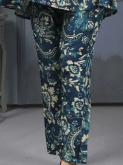 Glamorous Teal Blue Digital Printed Rayon Top Palazzo Co-Ord Set