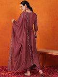 Fascinating Maroon Embroidered Silk Festival Wear Palazzo Suit
