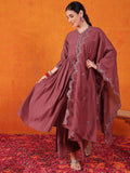 Fascinating Maroon Embroidered Silk Festival Wear Palazzo Suit