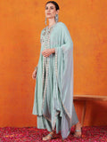 Charming Sky Blue Embroidered Silk Festival Wear Palazzo Suit
