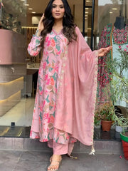 Gorgeous Baby Pink Digital Printed Chinon Event Wear Pant Suit