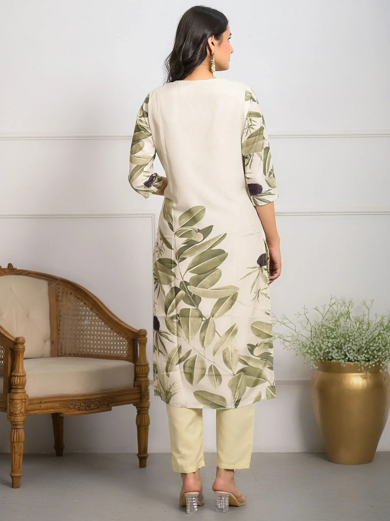 Captivating Off-White Printed Crepe Event Wear Pant Suit With Dupatta