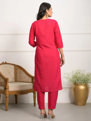 Awesome Pink Embroidered Silk Traditional Pant Suit With Dupatta