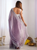 Alluring Lavender Swarovski Work Organza Event Wear Saree With Blouse