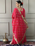 Adorable Pink Georgette Festival Wear Gown With Heavy Dupatta
