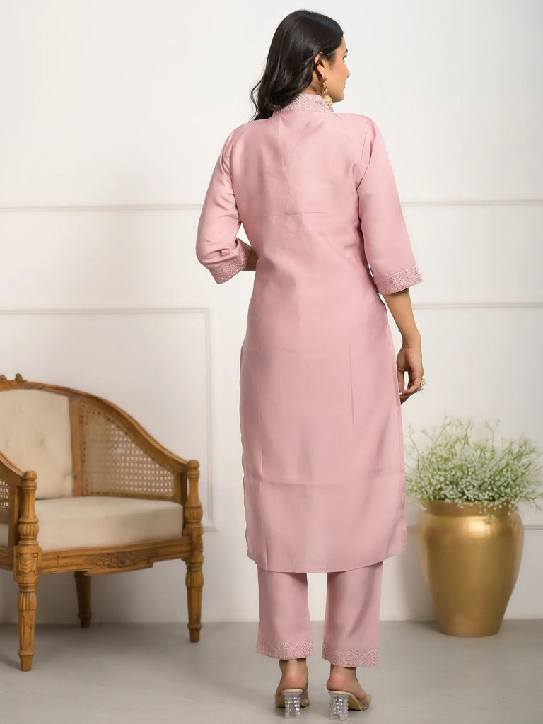 Marvelous Pink Embroidered Viscose Festival Wear Pant Suit With Dupatta