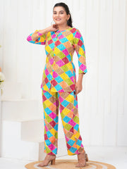 Excellent Multi-Color Digital Printed Rayon Co-Ord Set