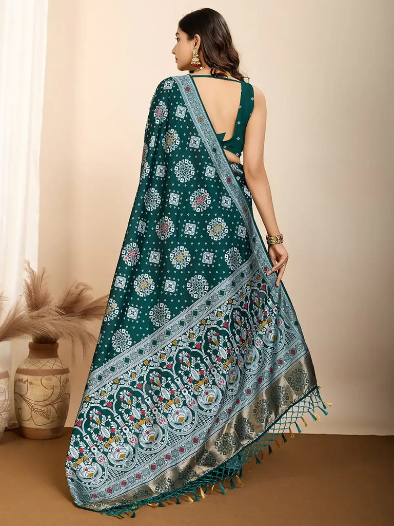 Charming Green Zari Weaving Silk Traditional Saree With Blouse