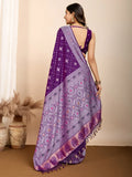 Fascinating Purple Zari Weaving Silk Festival Wear Saree With Blouse