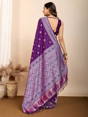 Fascinating Purple Zari Weaving Silk Festival Wear Saree With Blouse