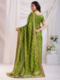 Alluring Green Bandhani Printed Silk Mehendi Wear Saree With Blouse