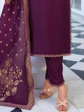 Dazzling Purple Hand Work Viscose Silk Pant Suit With Dupatta