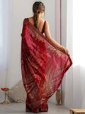 Enthralling Maroon Sequins Work Georgette Reception Wear Saree