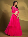 Sparkle Pink Sequins Work Soft Net Reception Wear Lehenga Choli