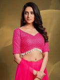 Sparkle Pink Sequins Work Soft Net Reception Wear Lehenga Choli