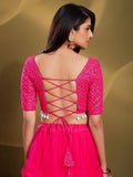 Sparkle Pink Sequins Work Soft Net Reception Wear Lehenga Choli