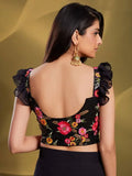 Dazzling Black Sequins Work Georgette Reception Wear Lehenga Choli