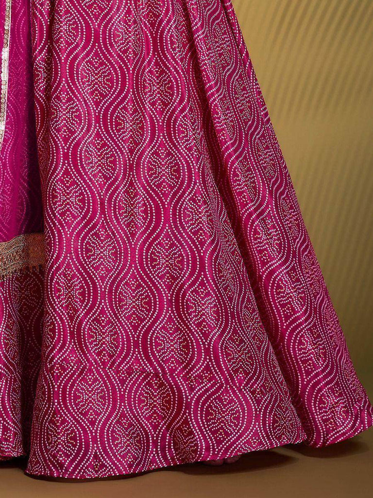 Charming Pink Digital Printed Crepe Reception Wear Lehenga Choli