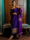 Marvelous Blue Bandhani Printed Satin Ready-Made Pant Suit