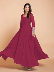 Elegance Pink Georgette Zari Work Gown and Dupatta