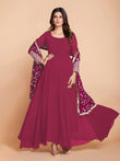 Elegance Pink Georgette Zari Work Gown and Dupatta