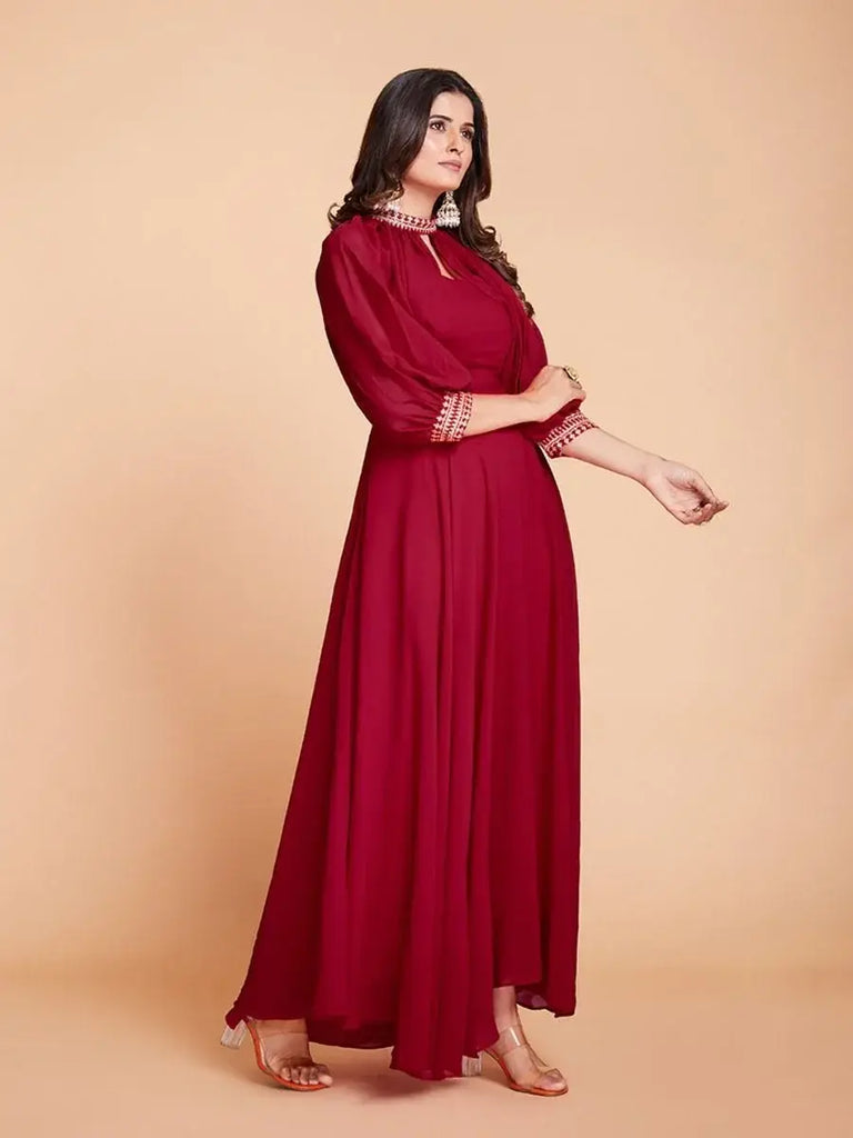 Ravishing Red Georgette Special Occasion Gown