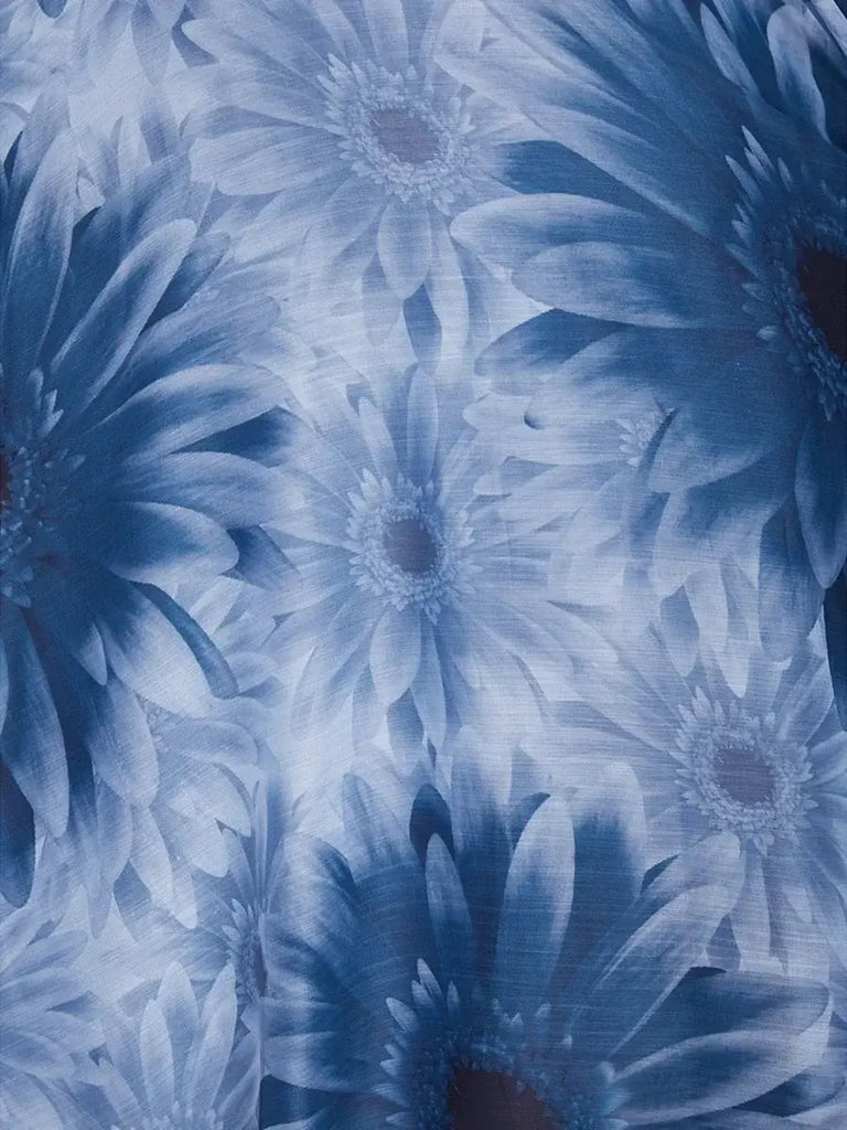 Stunning Blue Digital Print Georgette Occasion Wear Anarakali Suit