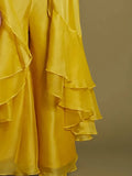 Fascinating Yellow Organza Party Wear Palazzo Top With Ruffle Jacket
