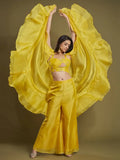 Fascinating Yellow Organza Party Wear Palazzo Top With Ruffle Jacket