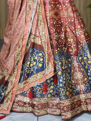 Adorable Brown Printed Art Silk Event Wear Lehenga Choli With Dupatta - Ethnic Plus In