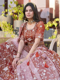 Adorable Dark Orange Sequins Wedding Lehenga Choli With Net Dupatta - Ethnic Plus In
