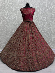 Adorable Dark Pink Dori Work Bridal Lehenga Choli With Double Dupatta - Ethnic Plus In
