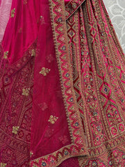Adorable Dark Pink Dori Work Bridal Lehenga Choli With Double Dupatta - Ethnic Plus In