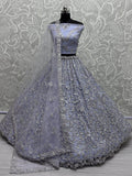 Adorable Dusty Blue Sequins Work Net Bridesmaid Lehenga Choli - Ethnic Plus In