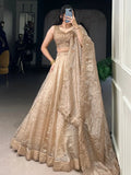 Adorable Golden Organza Thread Work Festive Wear Lehenga Choli - Ethnic Plus In