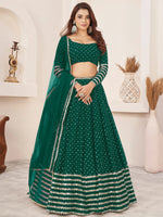 Adorable Green Color Sequins Work Georgette Wedding Wear Lehenga Choli