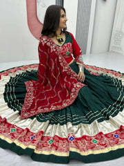 Adorable Green Cotton Embroidered Navratri Wear Lehenga Choli - Ethnic Plus In