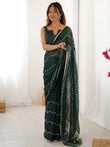 Adorable Green Sequins Designer Saree With Blouse - Ethnic Plus In