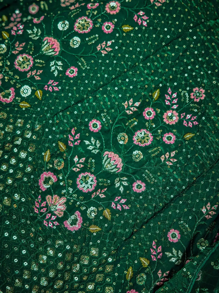 Adorable Green Sequins Net Mehendi Wear Lehenga Choli With Dupatta - Ethnic Plus In