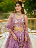 Adorable Lavender Thread Embroidery Designer Lehenga Choli - Ethnic Plus In