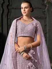 Adorable Lavender Zarkan Net Designer Lehenga Choli With Dupatta - Ethnic Plus In